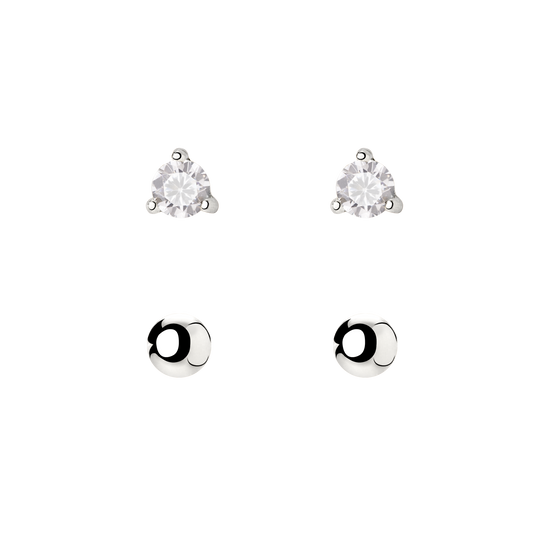 Delicate Bead Stud Bundle Silver