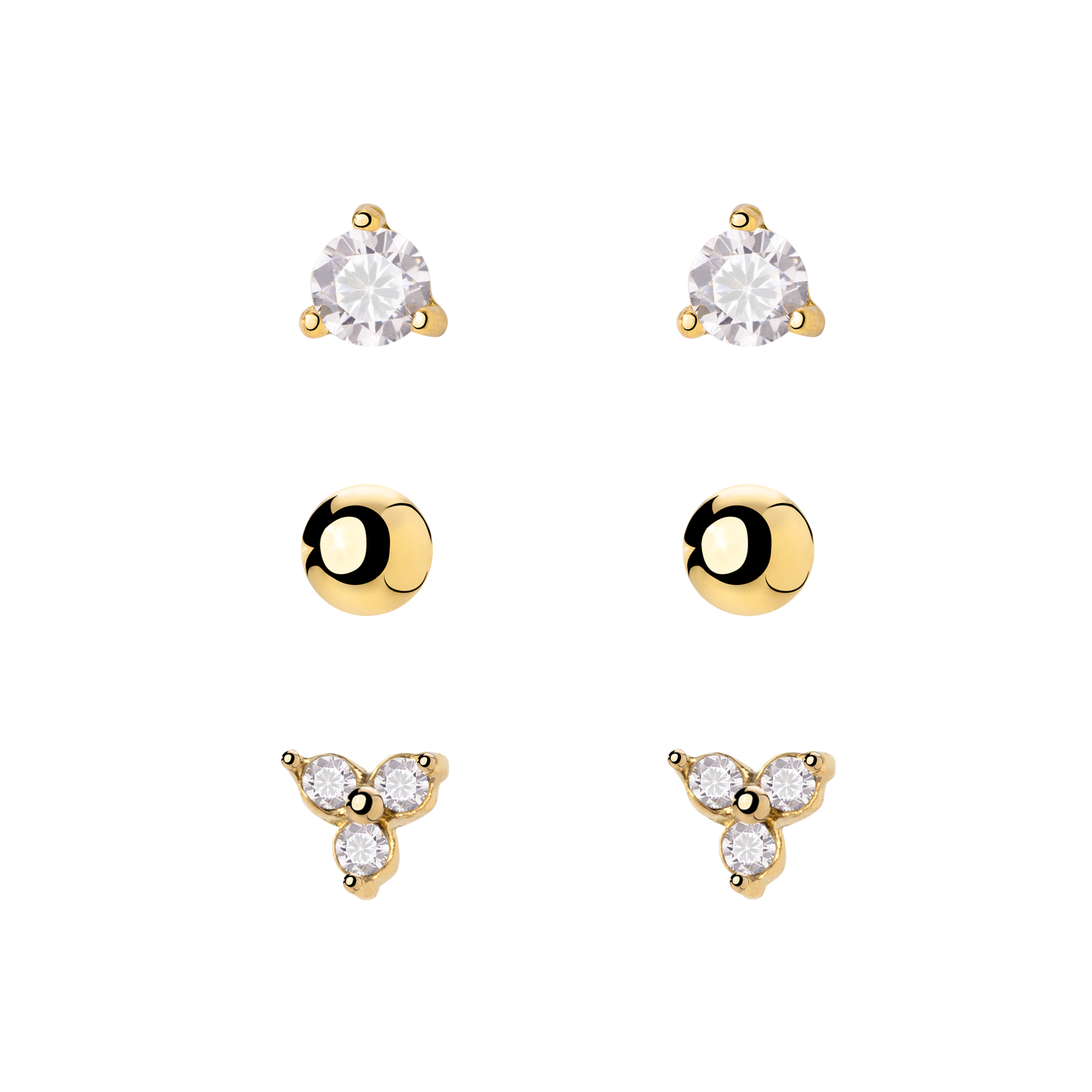 Glimmer Trio Stud Bundle Gold
