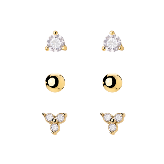 Glimmer Trio Stud Bundle Gold