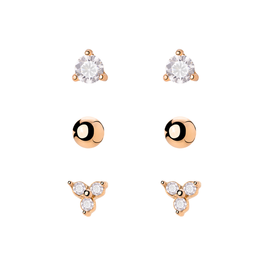 Glimmer Trio Stud Bundle Rose Gold