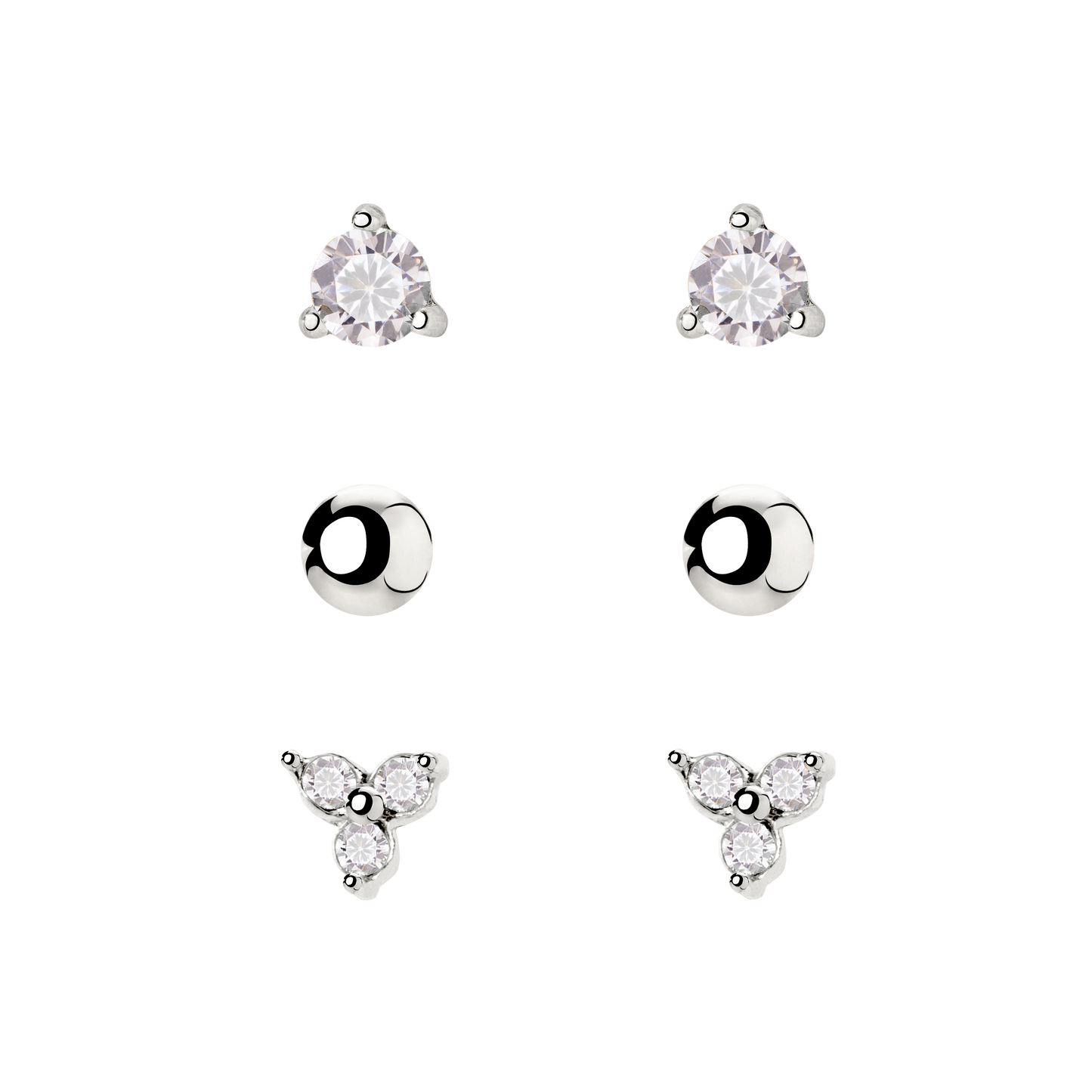 Glimmer Trio Stud Bundle Silver