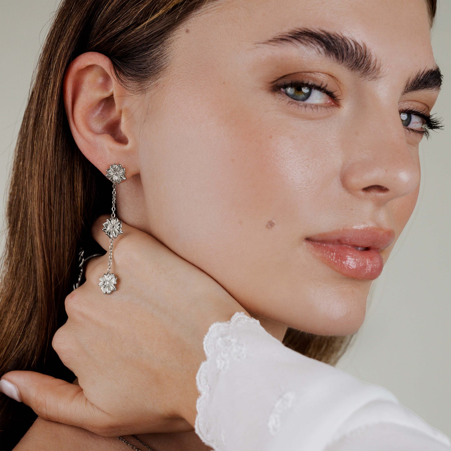 Petal Fall Studs Silver