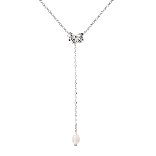 Petal Pearl Y-Necklace Silver