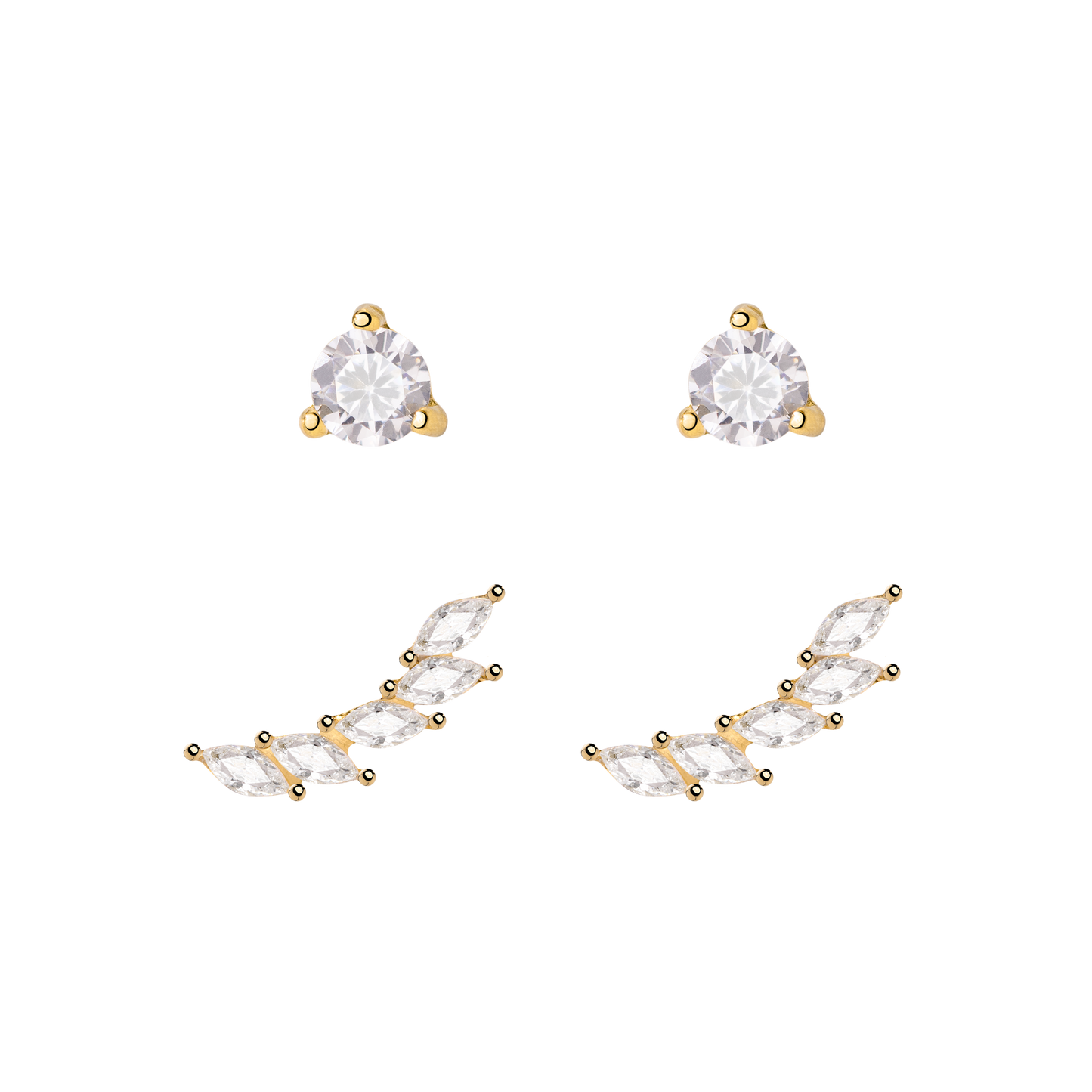 Sparkle Leaf Stud Bundle Gold