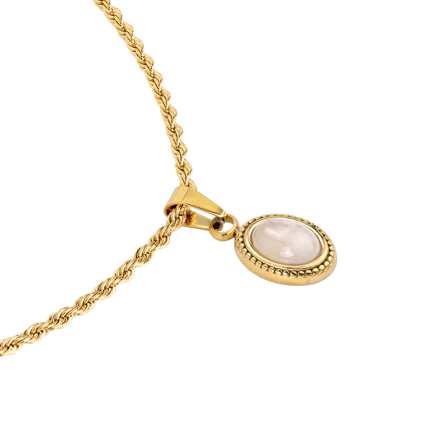 Blush Quartz Necklace Gold