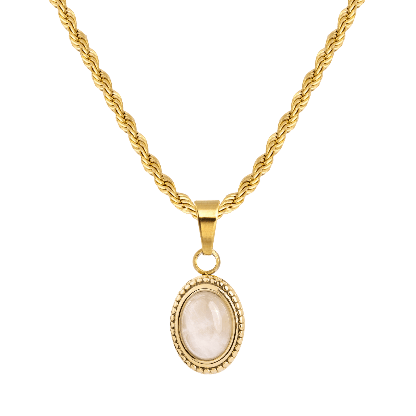 Blush Quartz Necklace Gold