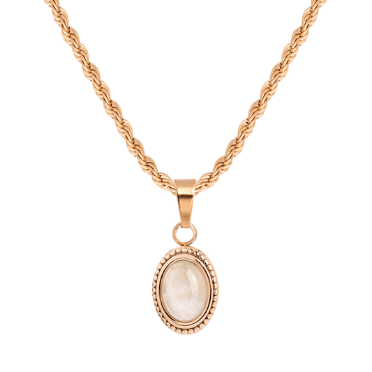 Blush Quartz Necklace Rose Gold