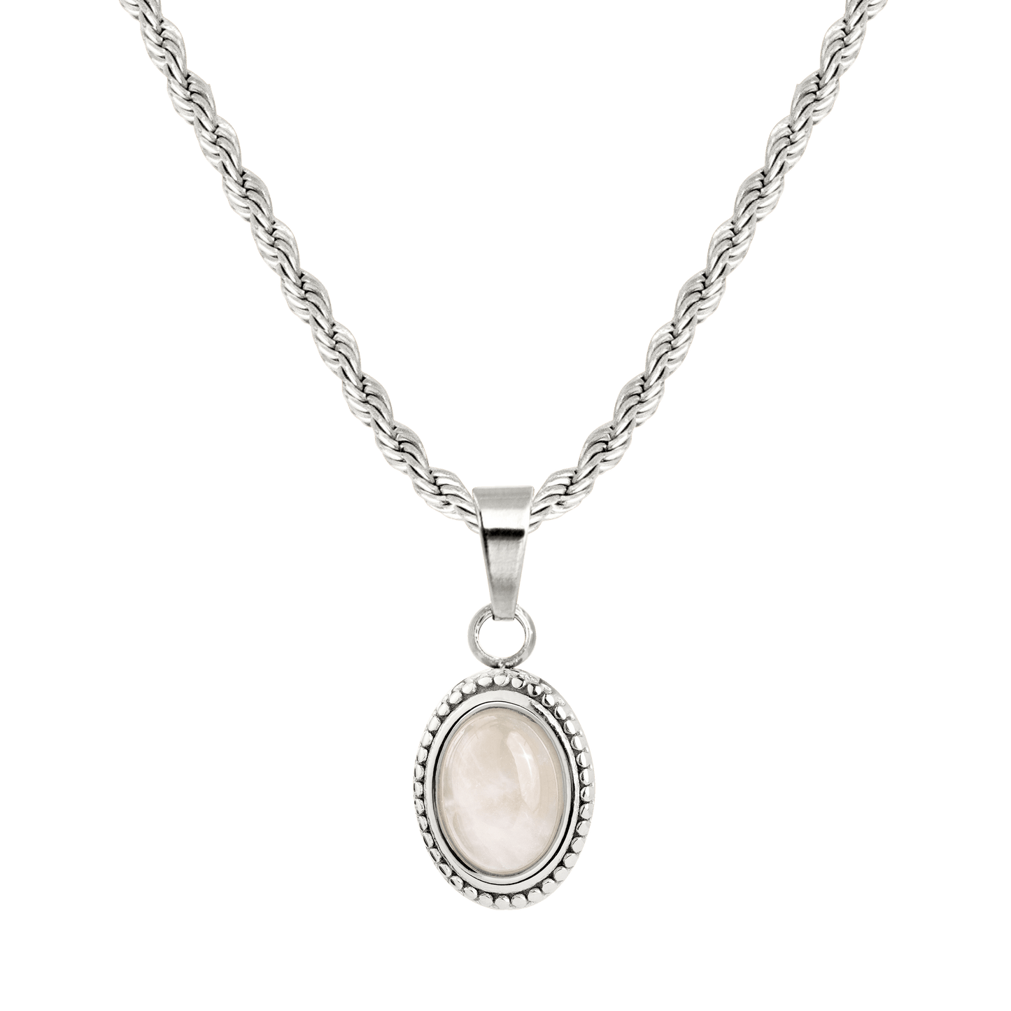 Blush Quartz Necklace Silver