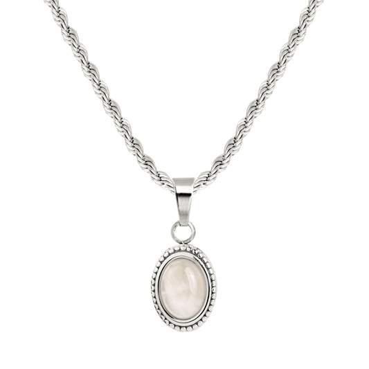 Blush Quartz Necklace Silver