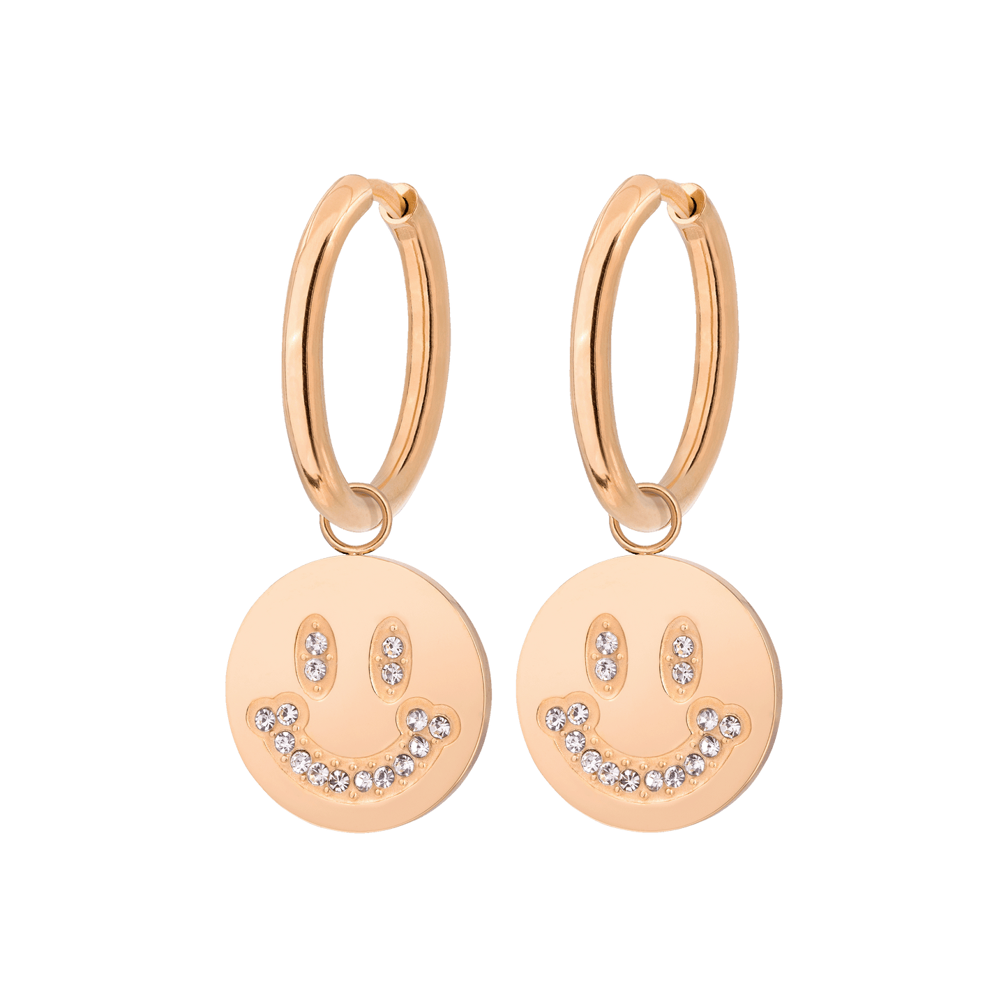 Dazzling Smile Hoop Set Medium Rose Gold