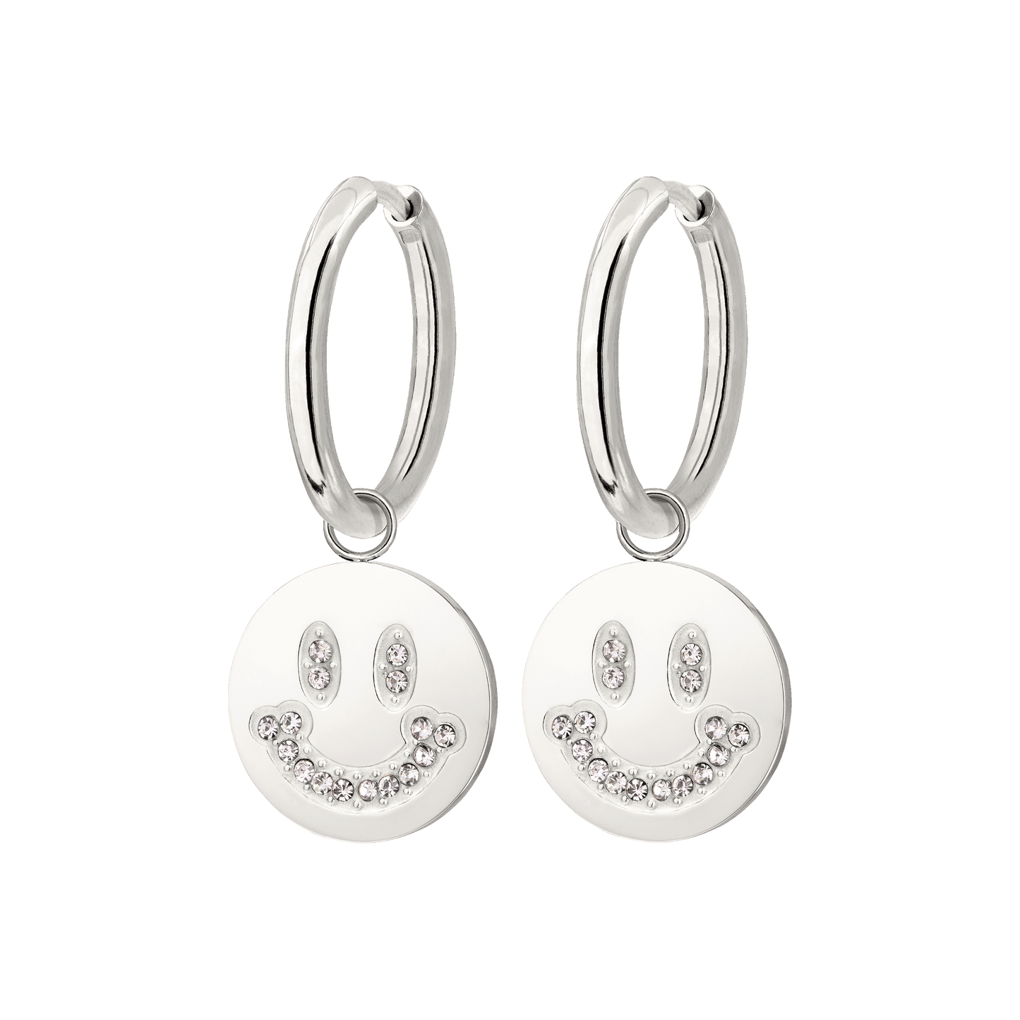 Dazzling Smile Hoop Set Medium Silver