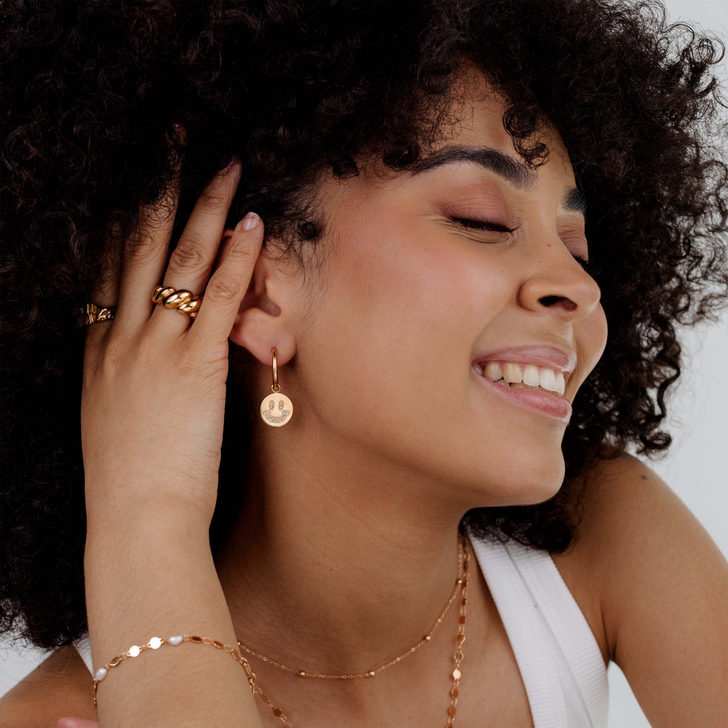 Dazzling Smile Hoop Set Medium Rose Gold