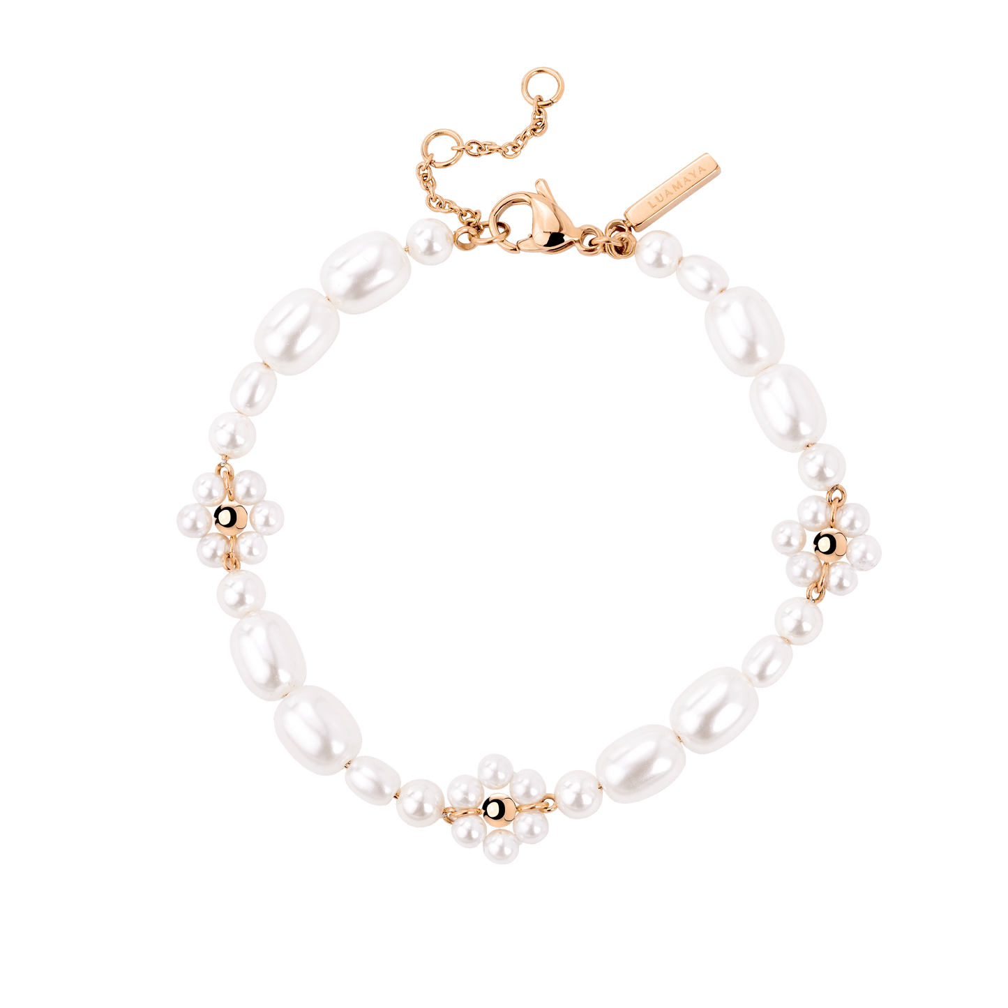 Flowery Pearls Bracelet Rose Gold