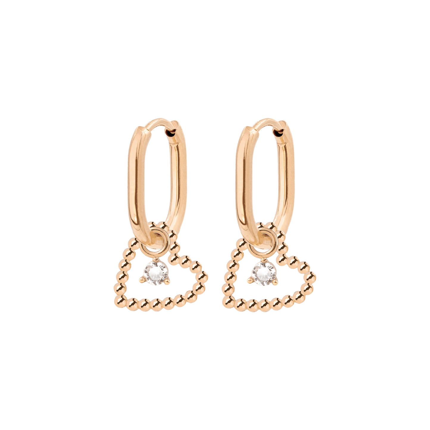 Heart of Gold Oval Hoop Set Baby Rose Gold