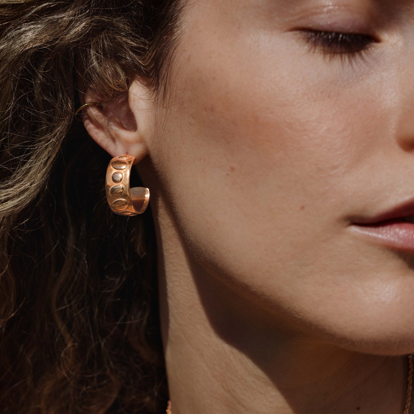 Boho Beads Hoop Studs Rose Gold