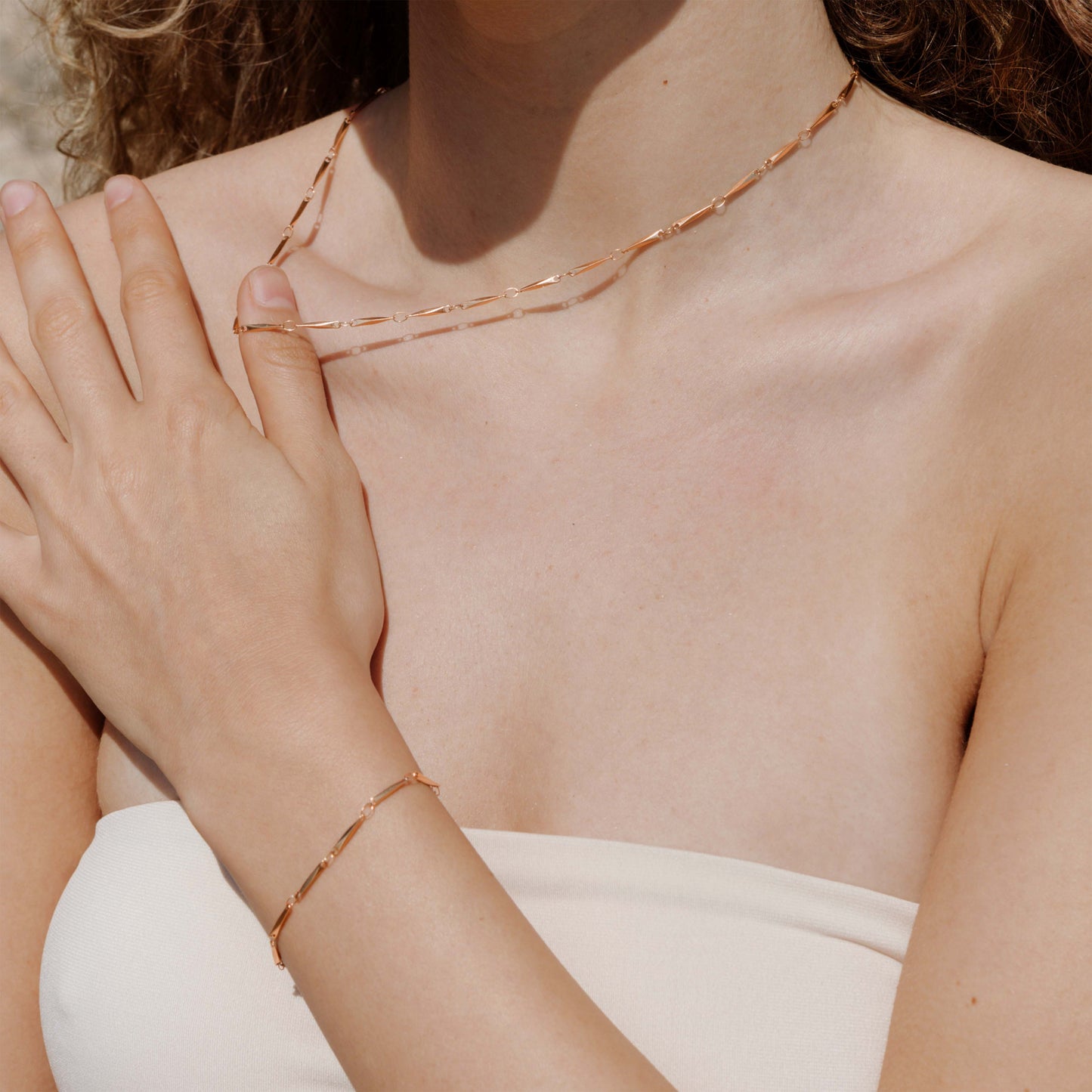 Curved Links Bundle Rose Gold