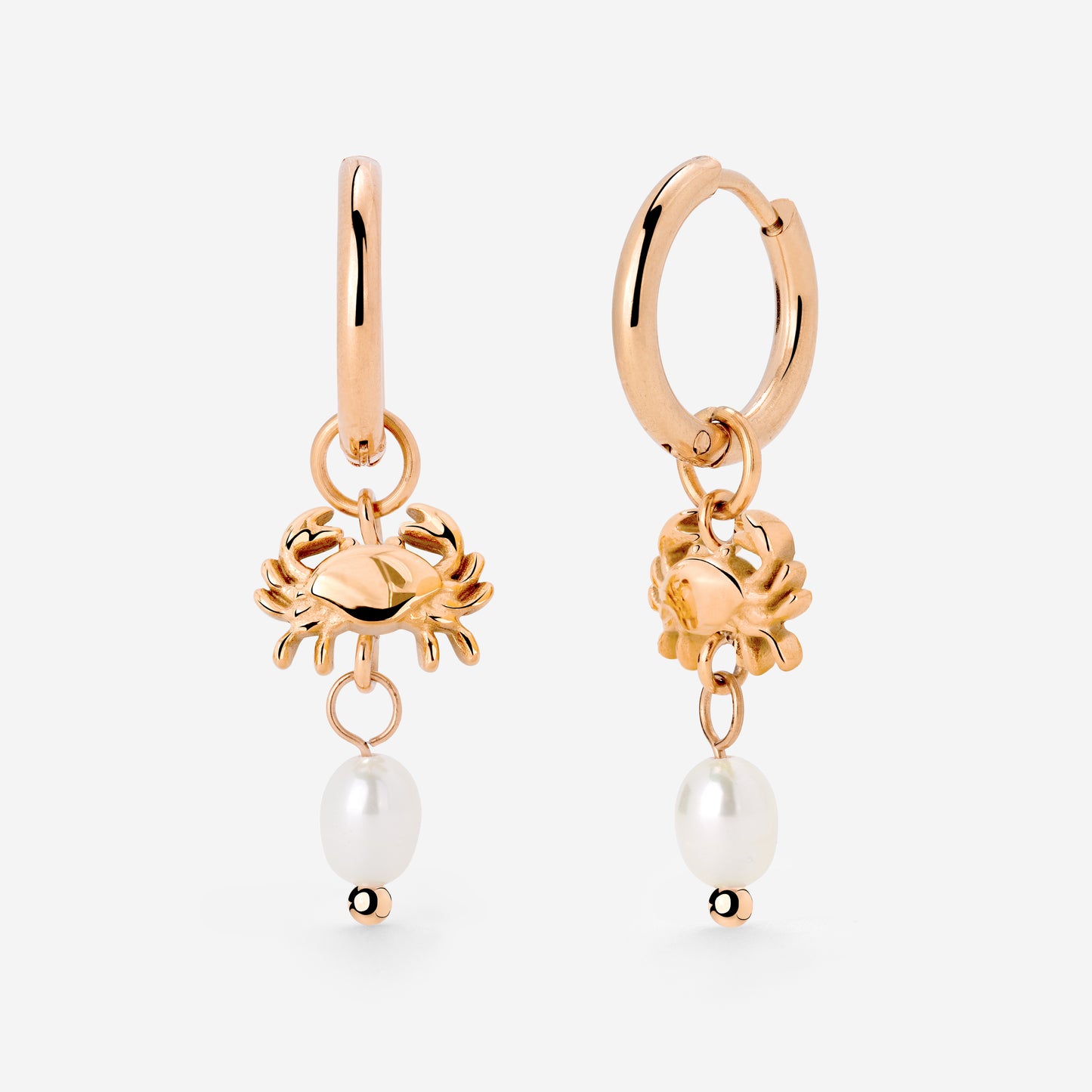 Crab Chaser Hoop Set Small Rose Gold