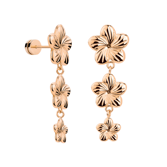 Floral Trinity Earrings Rose Gold