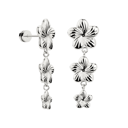 Floral Trinity Earrings Silver