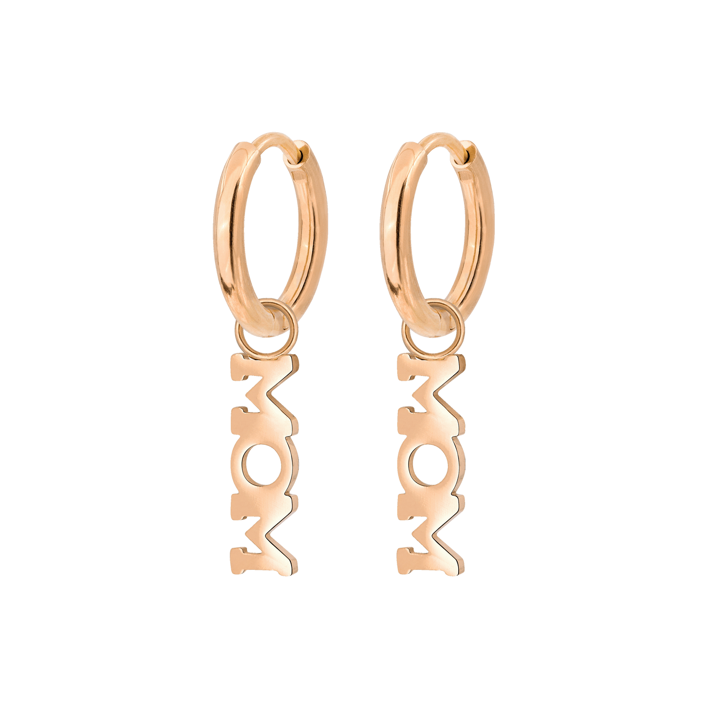 Mom Forever Hoop Set Small Rose Gold