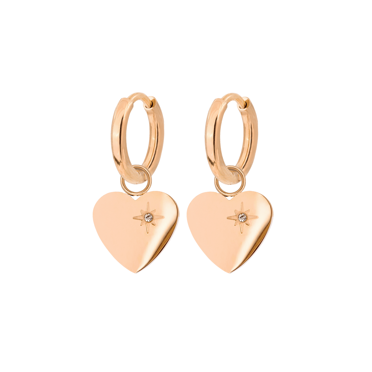 Sparkle Heart Hoop Set Baby Rose Gold