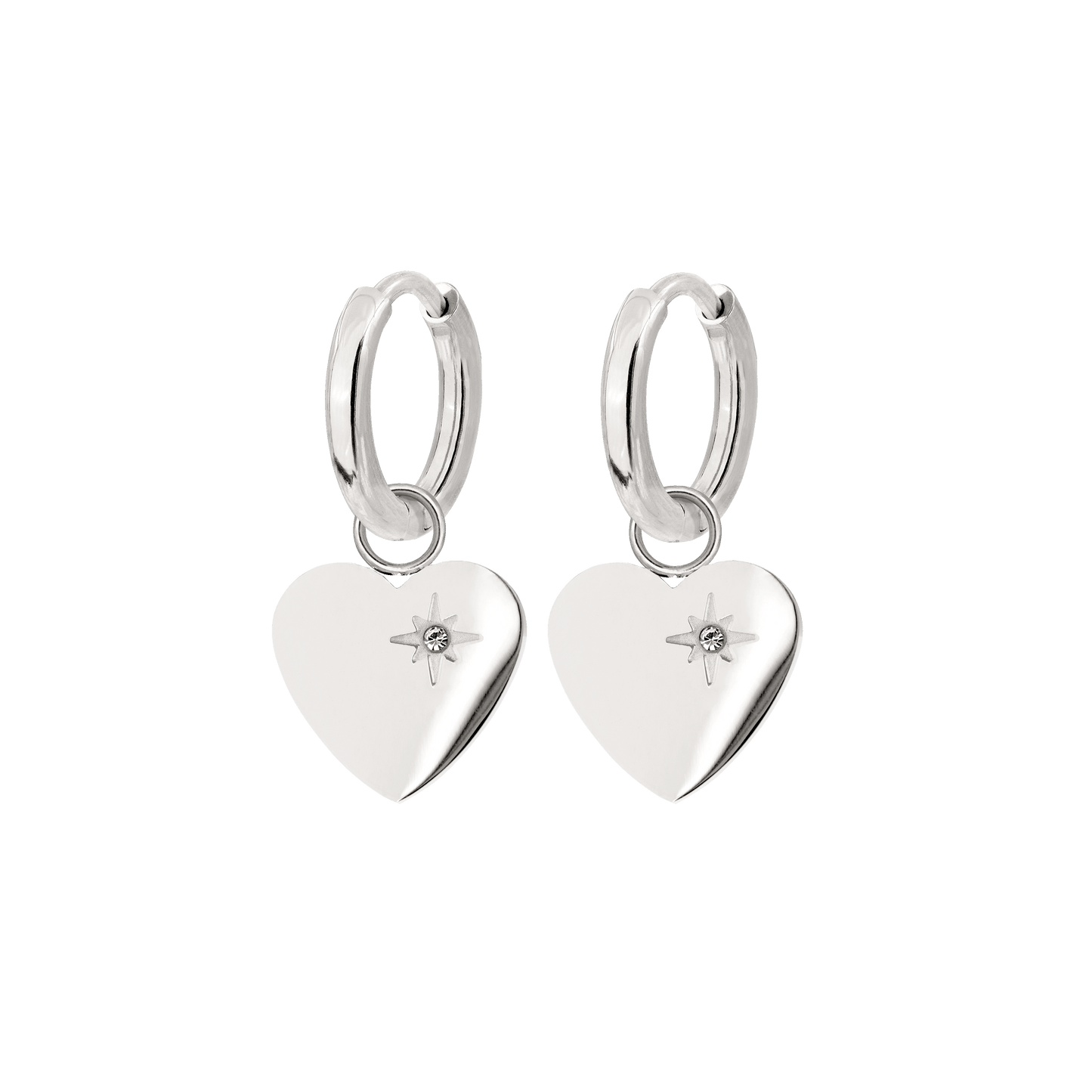 Sparkle Heart Hoop Set Baby Silver