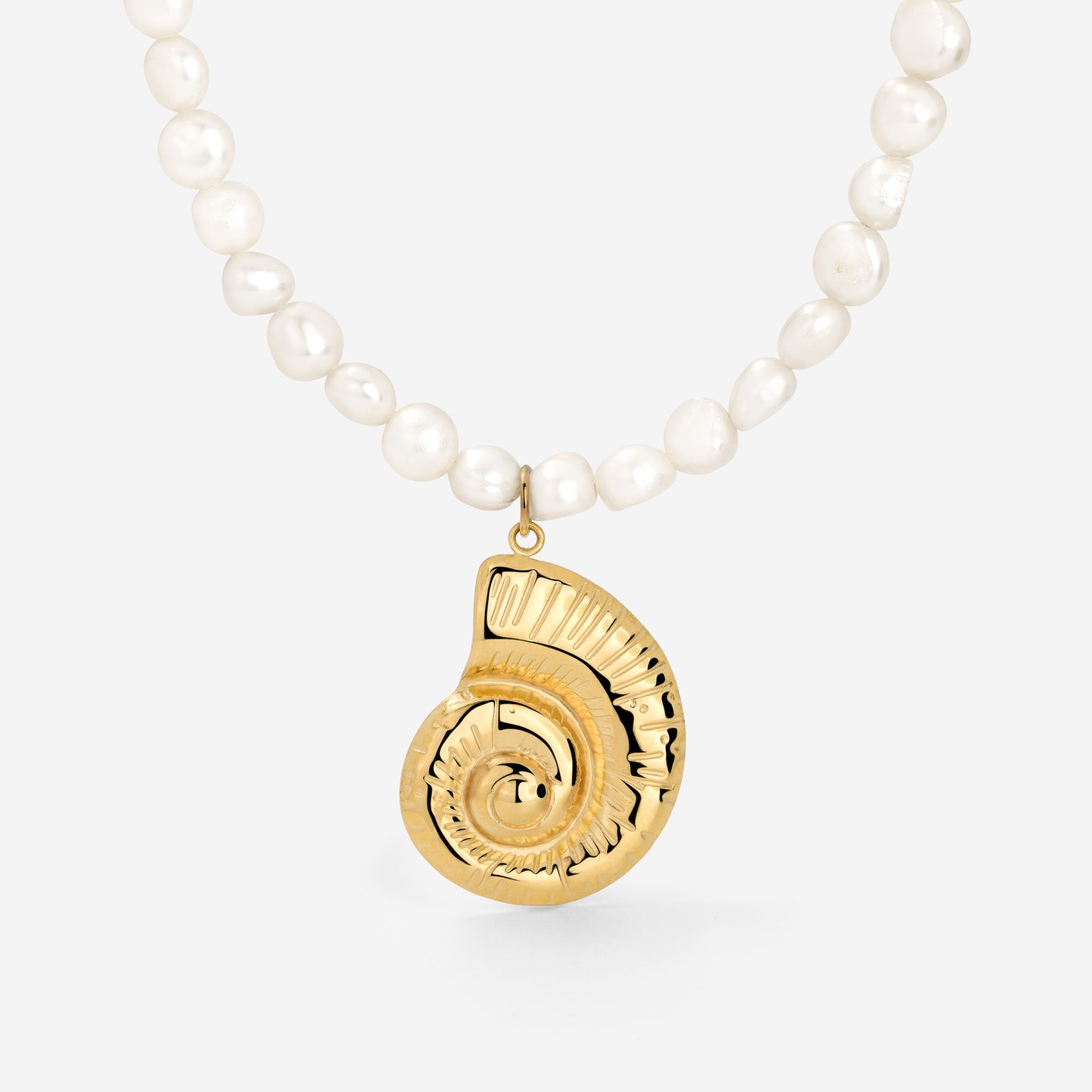 Ammonite Pearl Necklace Gold