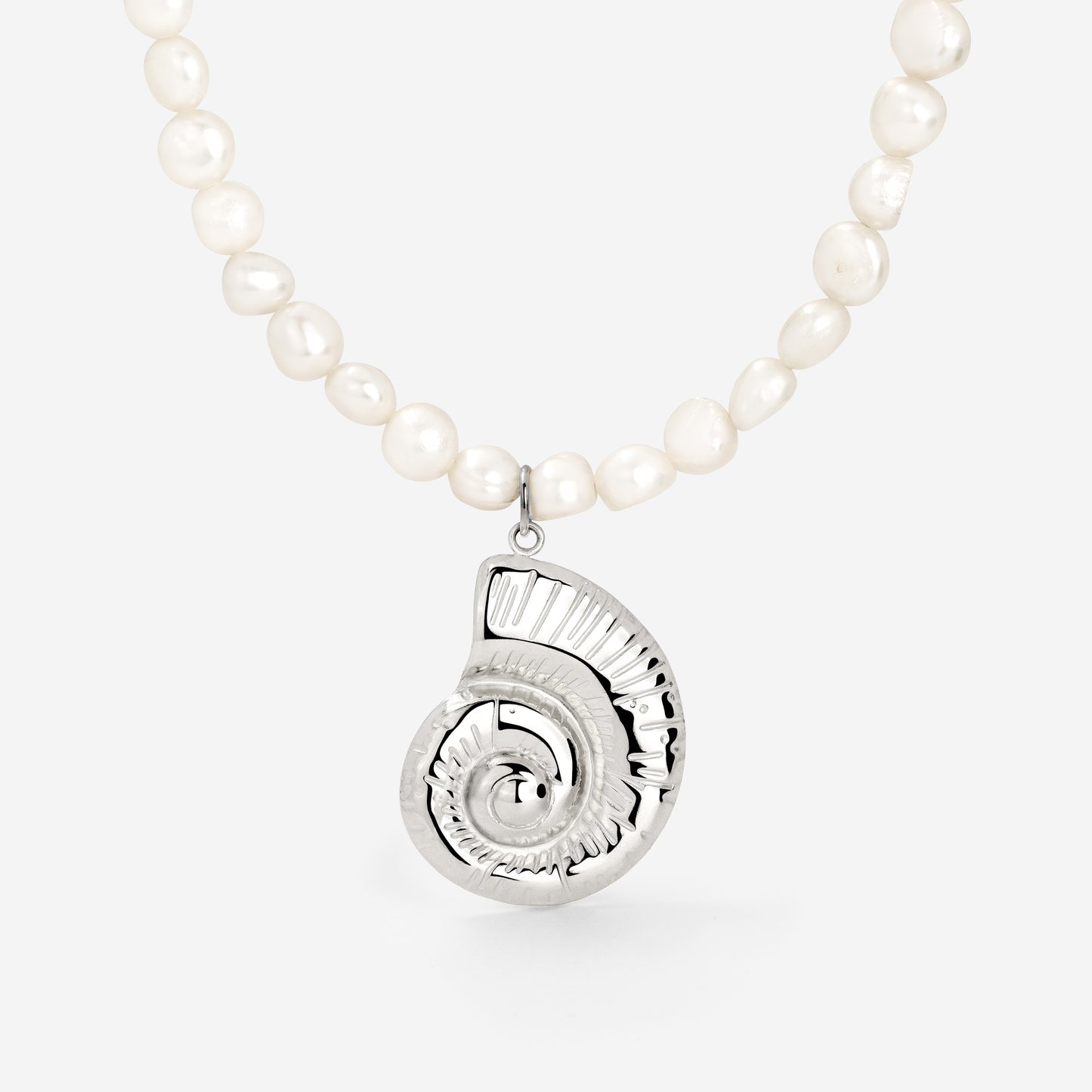 Ammonite Pearl Necklace Silver