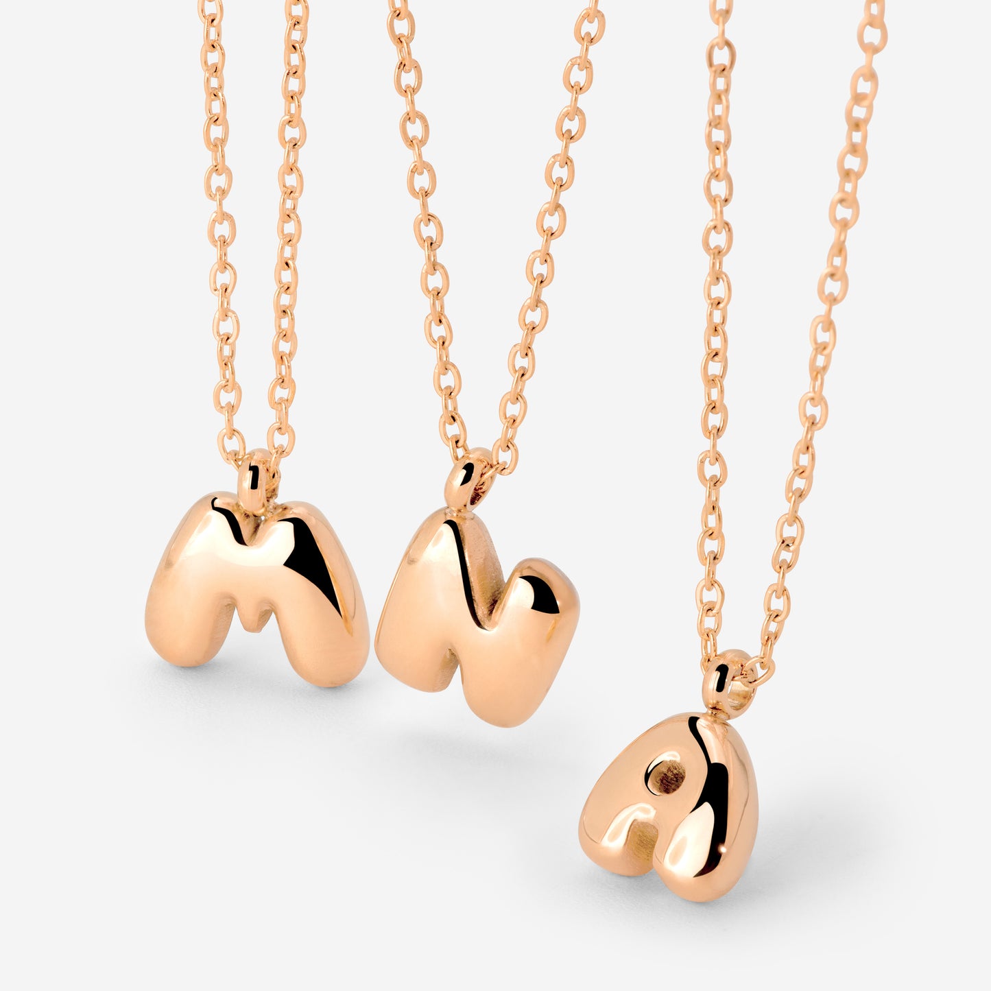 Bubble Letter Necklace Rose Gold