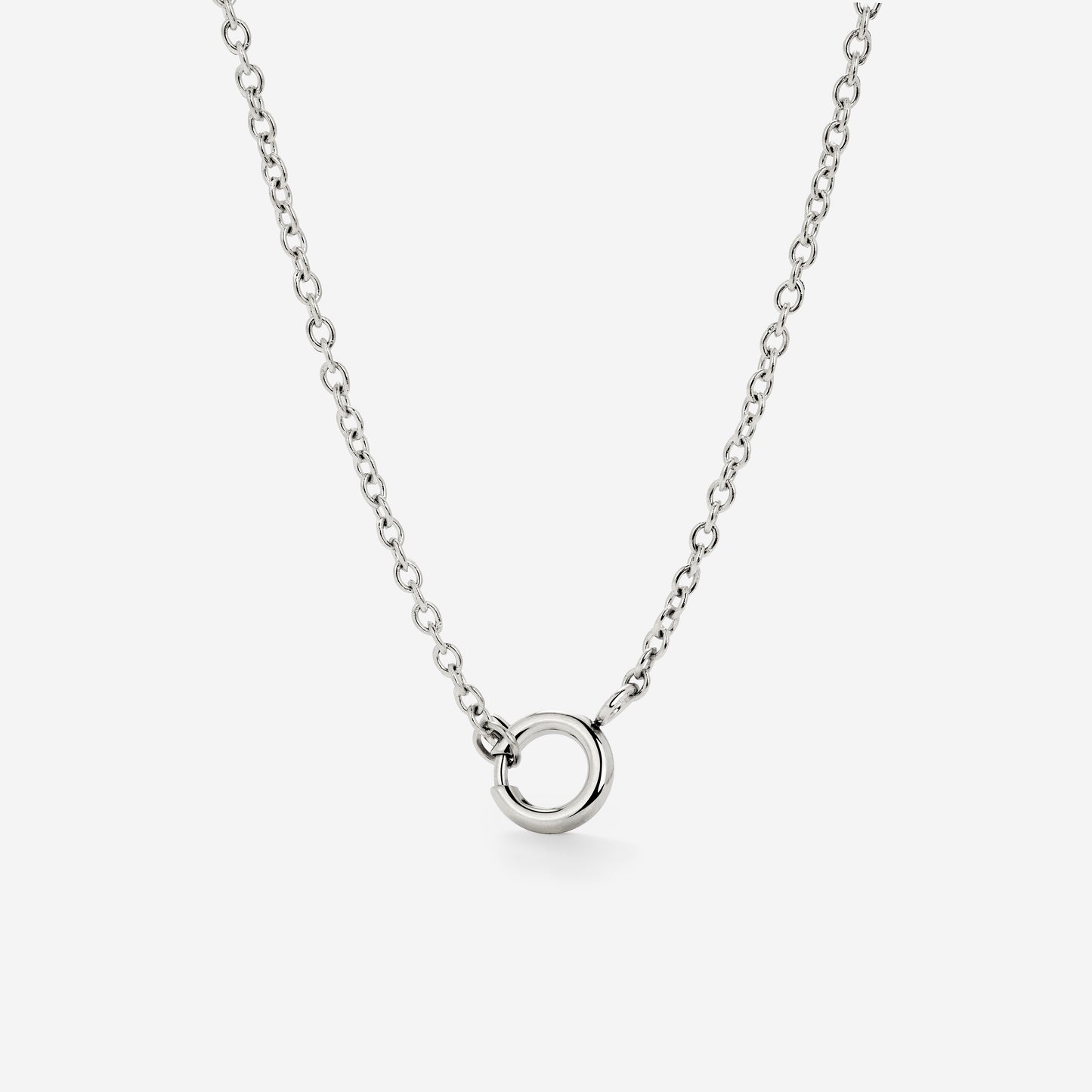Classic Chain Charm Necklace Silver