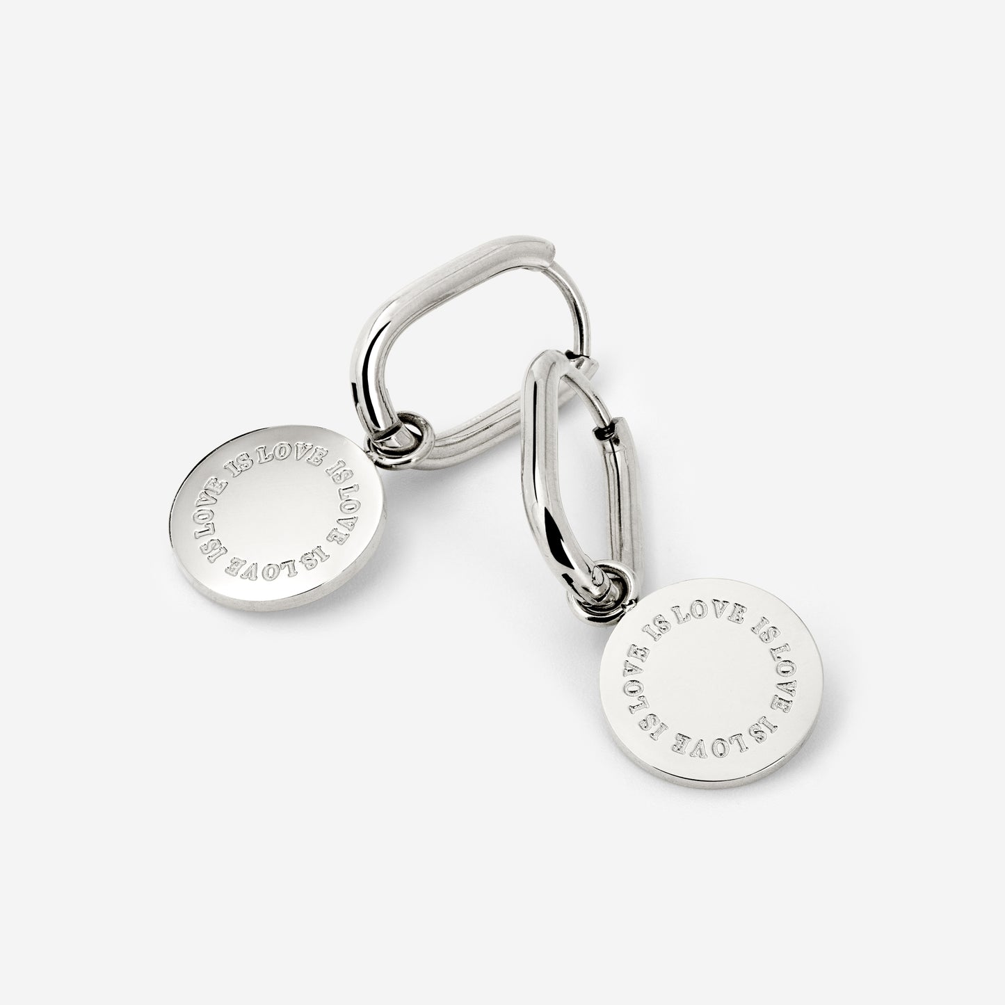 Love is Love Oval Hoop Set Baby Silver