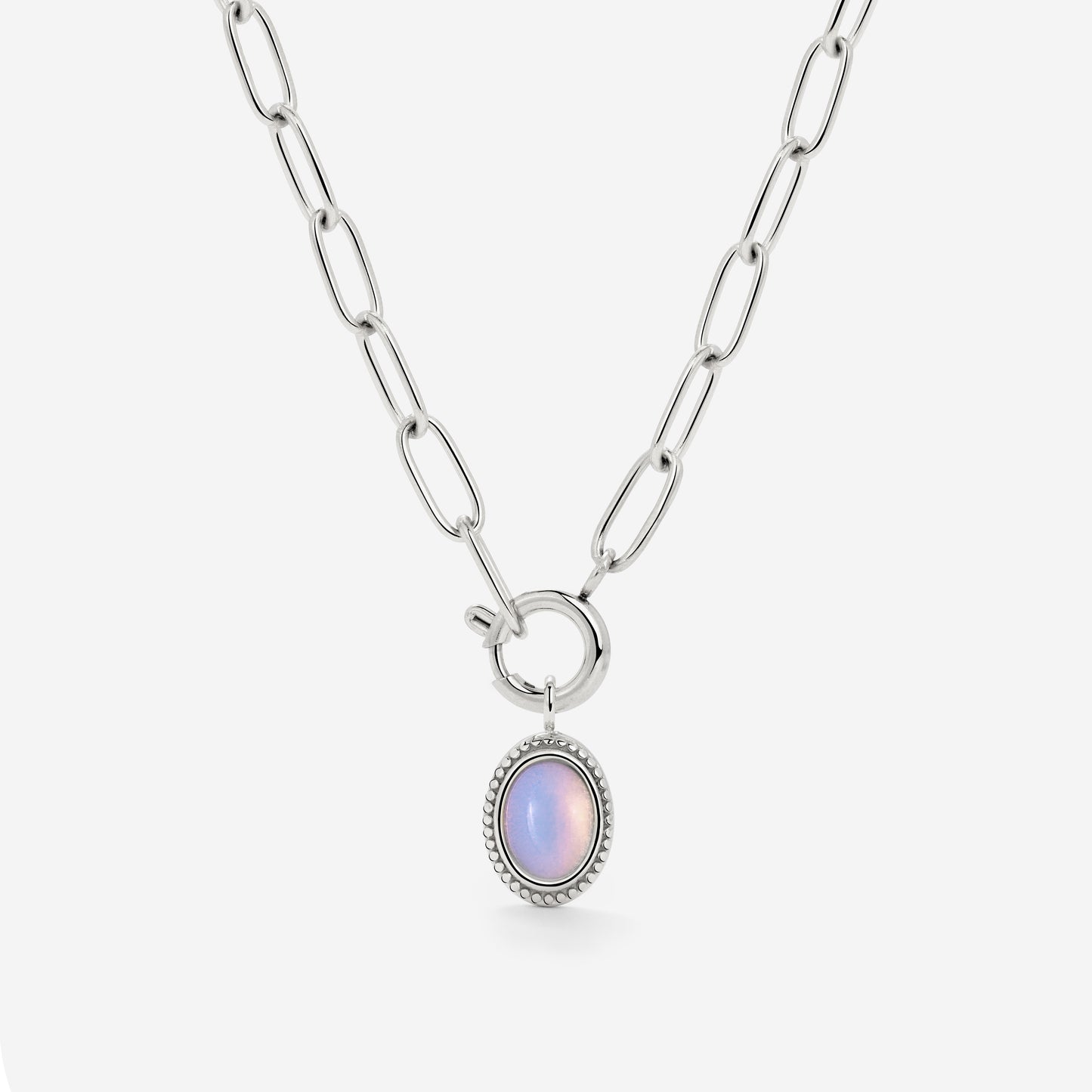 Opaline Oval Links Necklace Set Silver