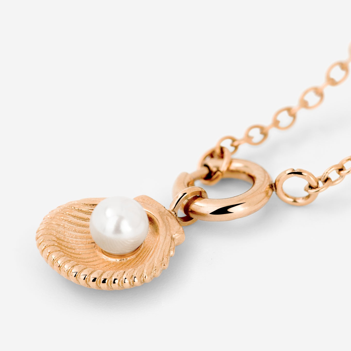 Pearly Shell Classic Chain Necklace Set Rose Gold