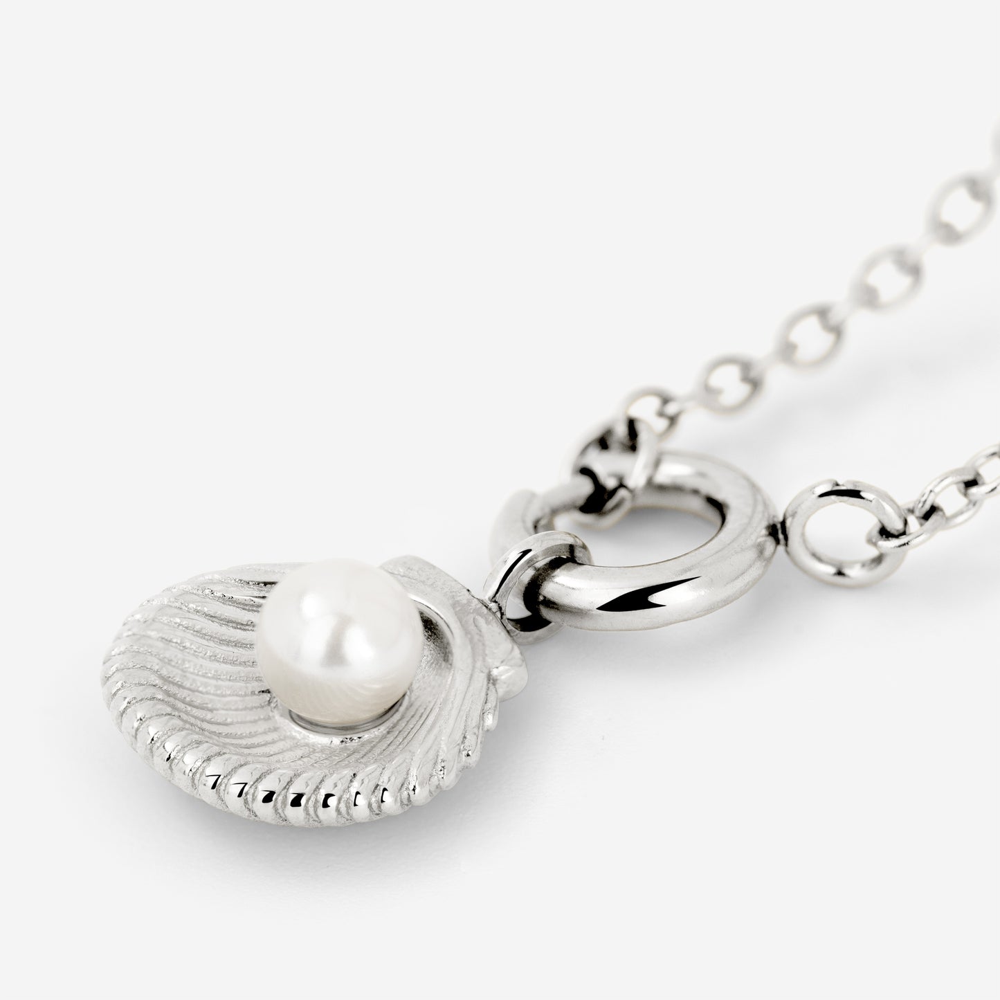 Pearly Shell Classic Chain Necklace Set Silver
