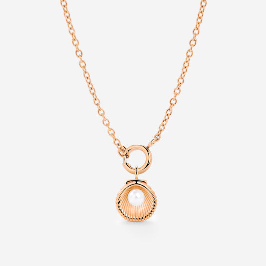 Pearly Shell Classic Chain Necklace Set Rose Gold