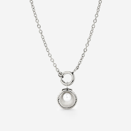 Pearly Shell Classic Chain Necklace Set Silver