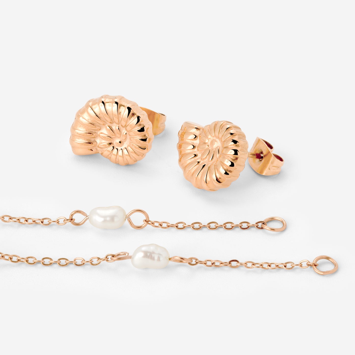 Siren's Spell Pearl Drop Earrings Rose Gold