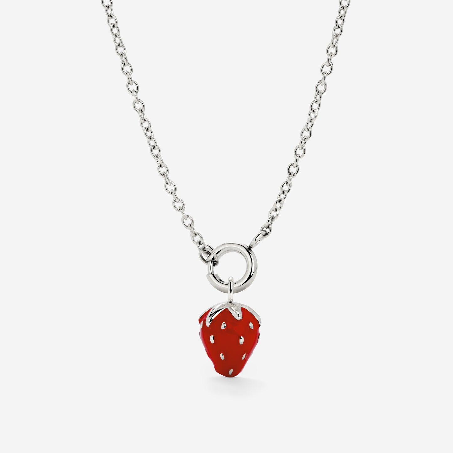 Strawberry Classic Chain Necklace Set Silver