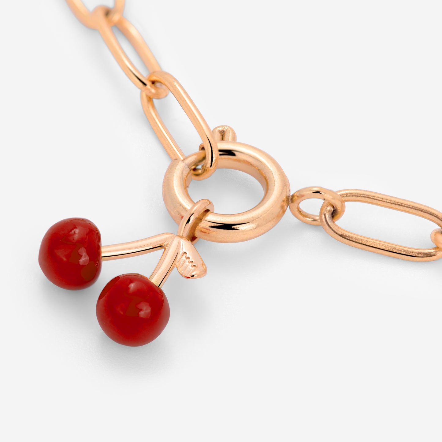 Very Cherry Oval Links Necklace Set Rose Gold
