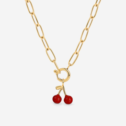 Very Cherry Oval Links Necklace Set Gold