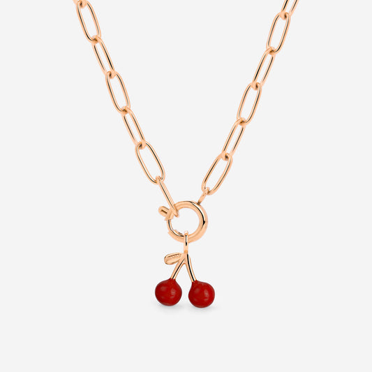 Very Cherry Oval Links Necklace Set Rose Gold