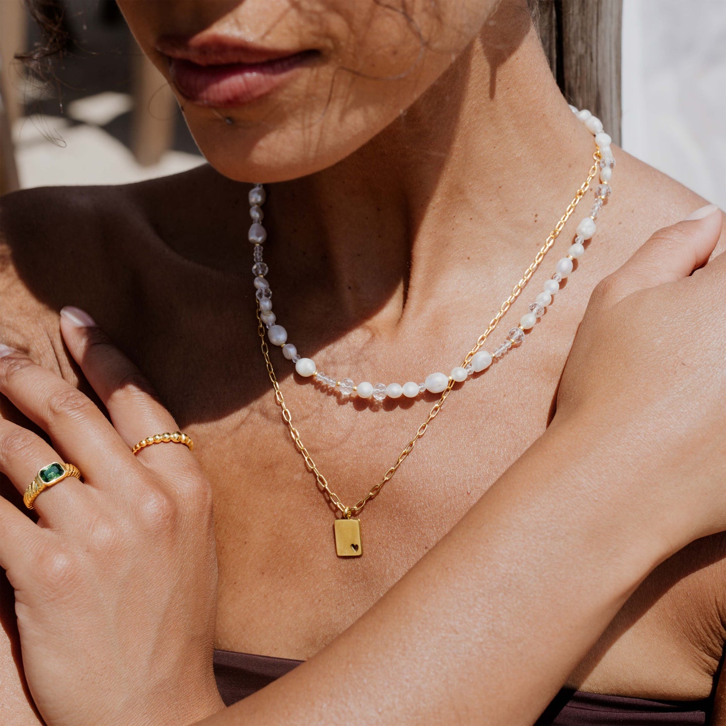 Icy Cool Pearl Necklace Gold