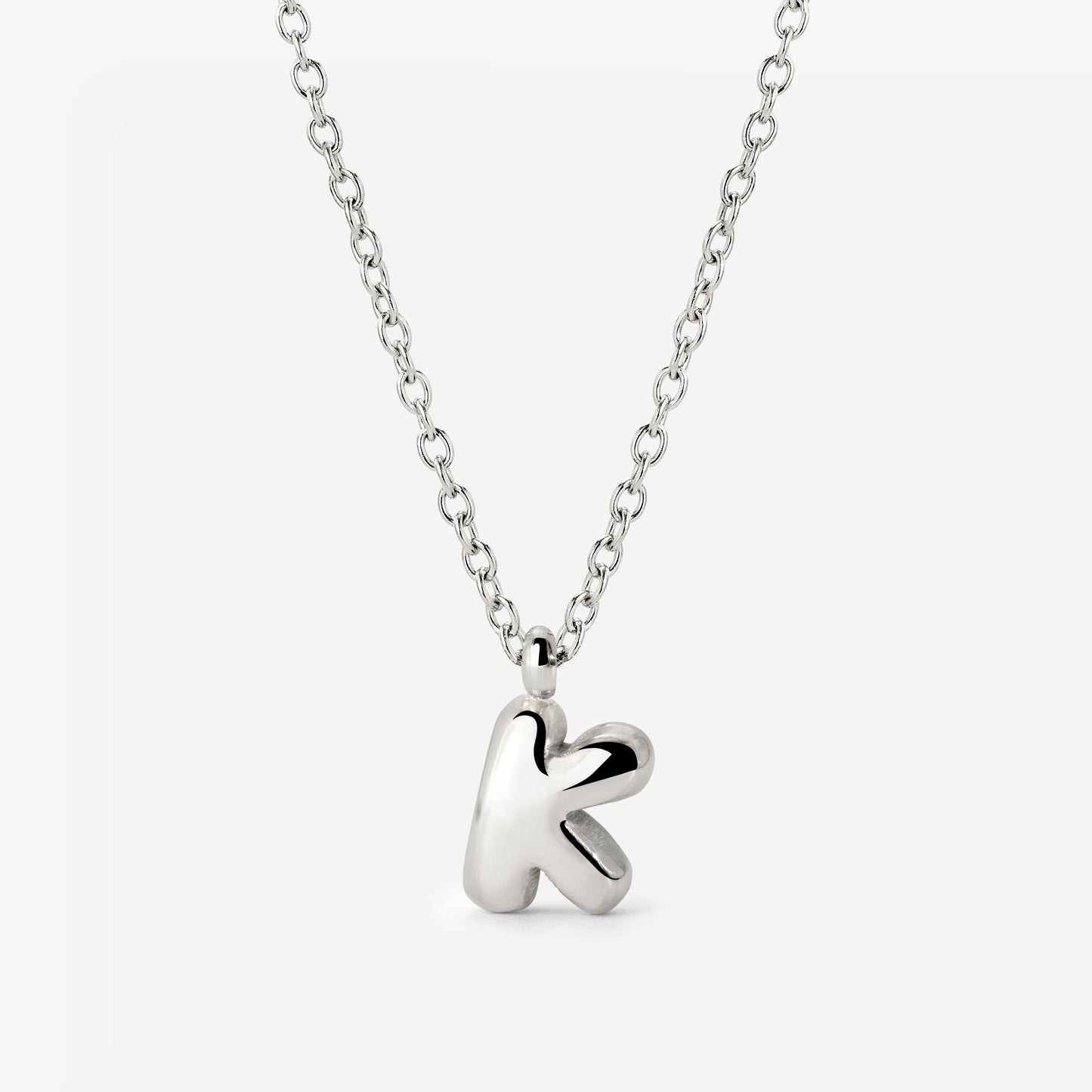 Bubble Letter Necklace Silver