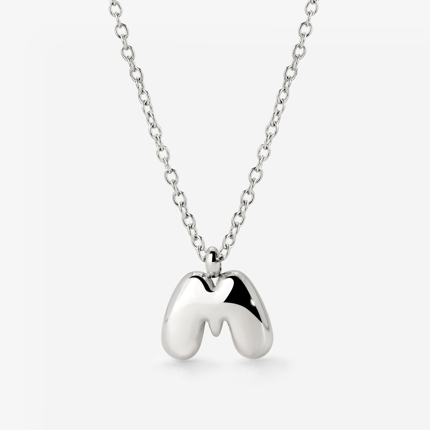 Bubble Letter Necklace Silver