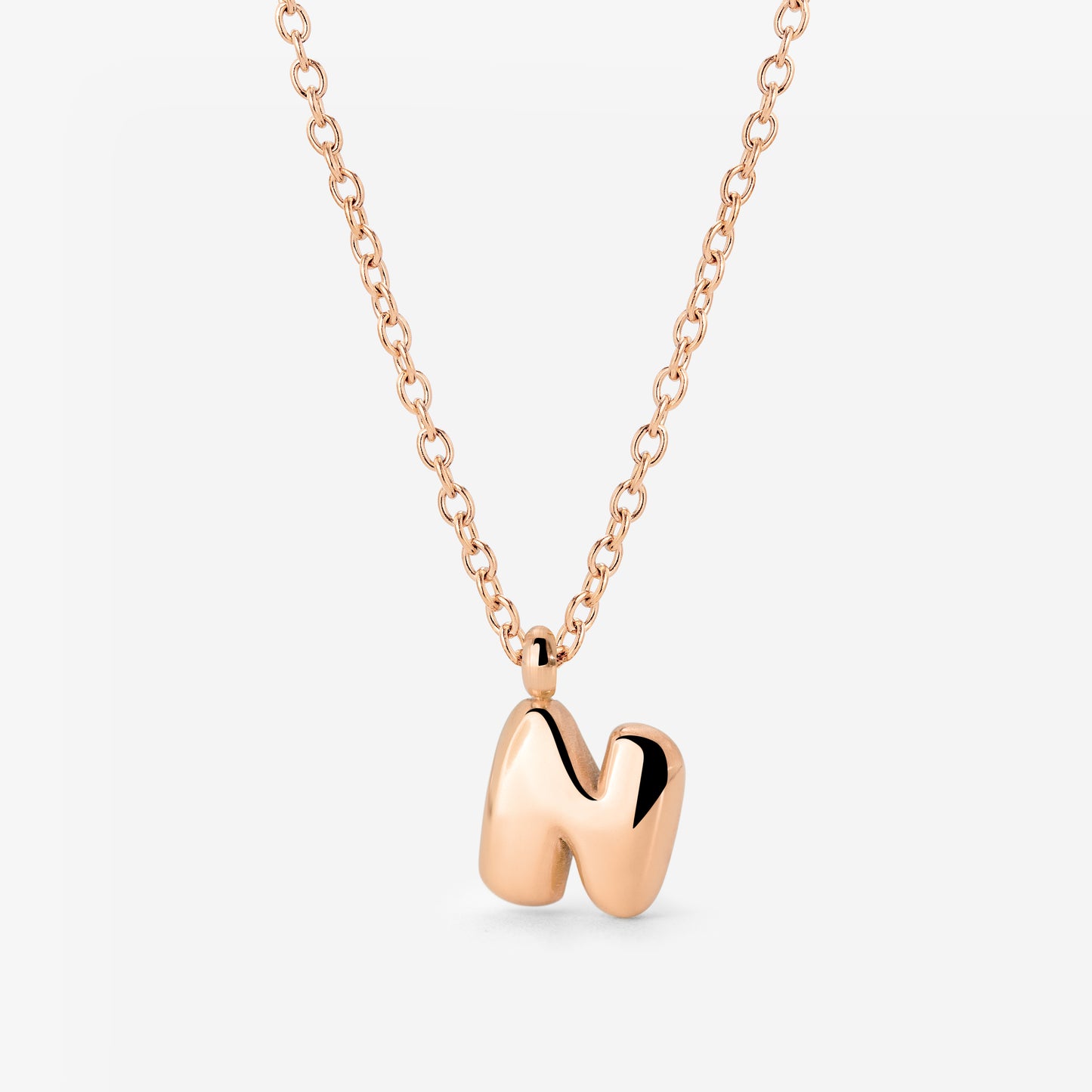 Bubble Letter Necklace Rose Gold