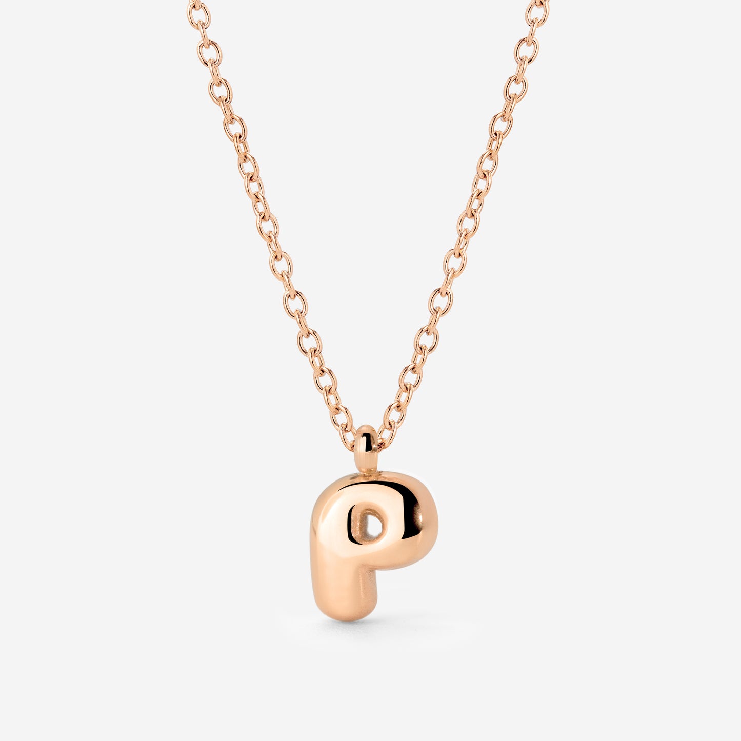 Bubble Letter Necklace Rose Gold