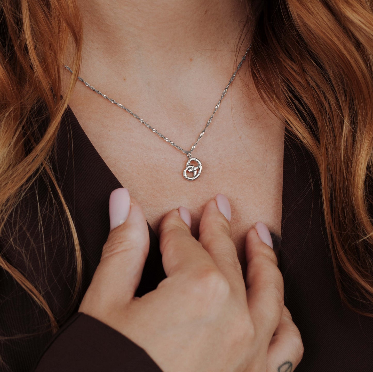 Bedazzle my Pretzel Necklace Silver