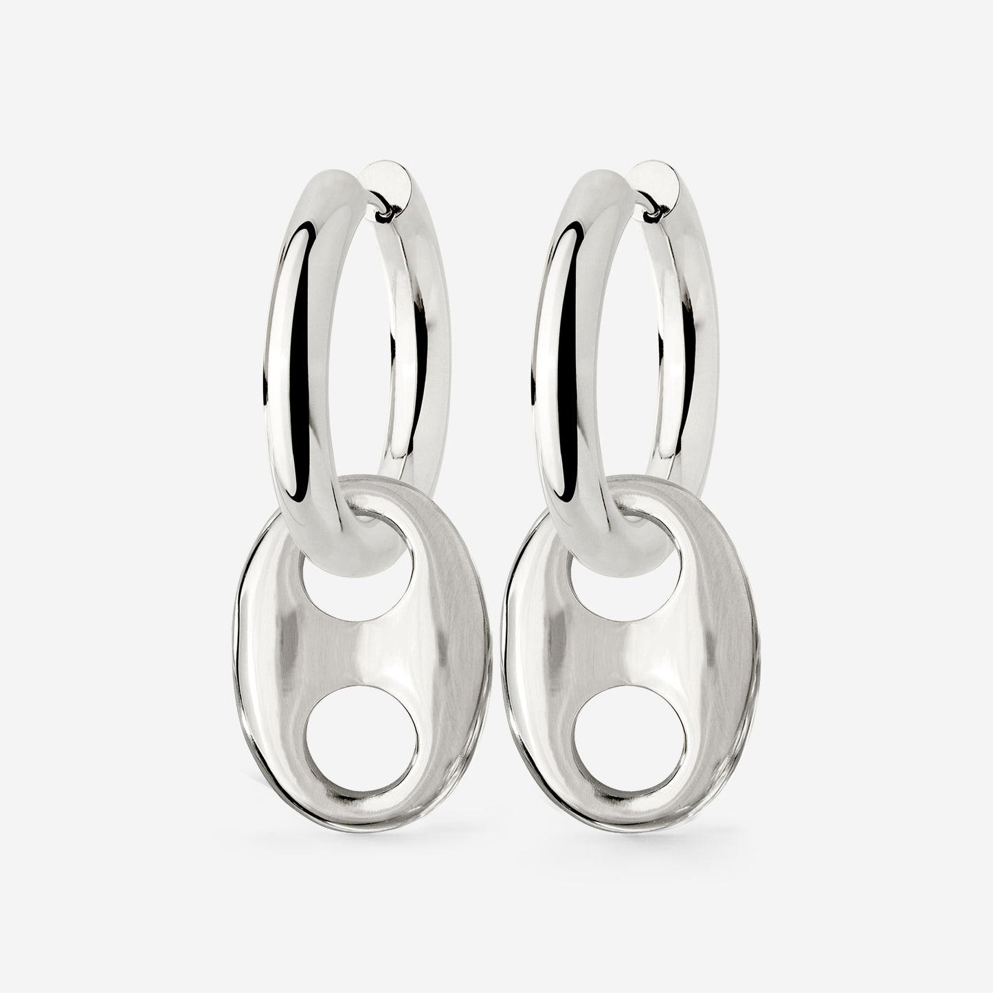 Chunky Gem Find Hoop Set Medium Silver