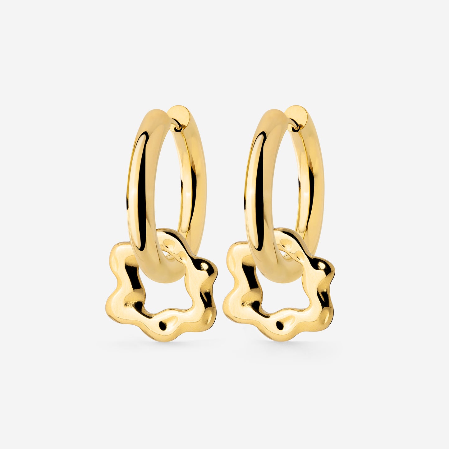 Chunky Melting Donut Hoop Set Medium Gold