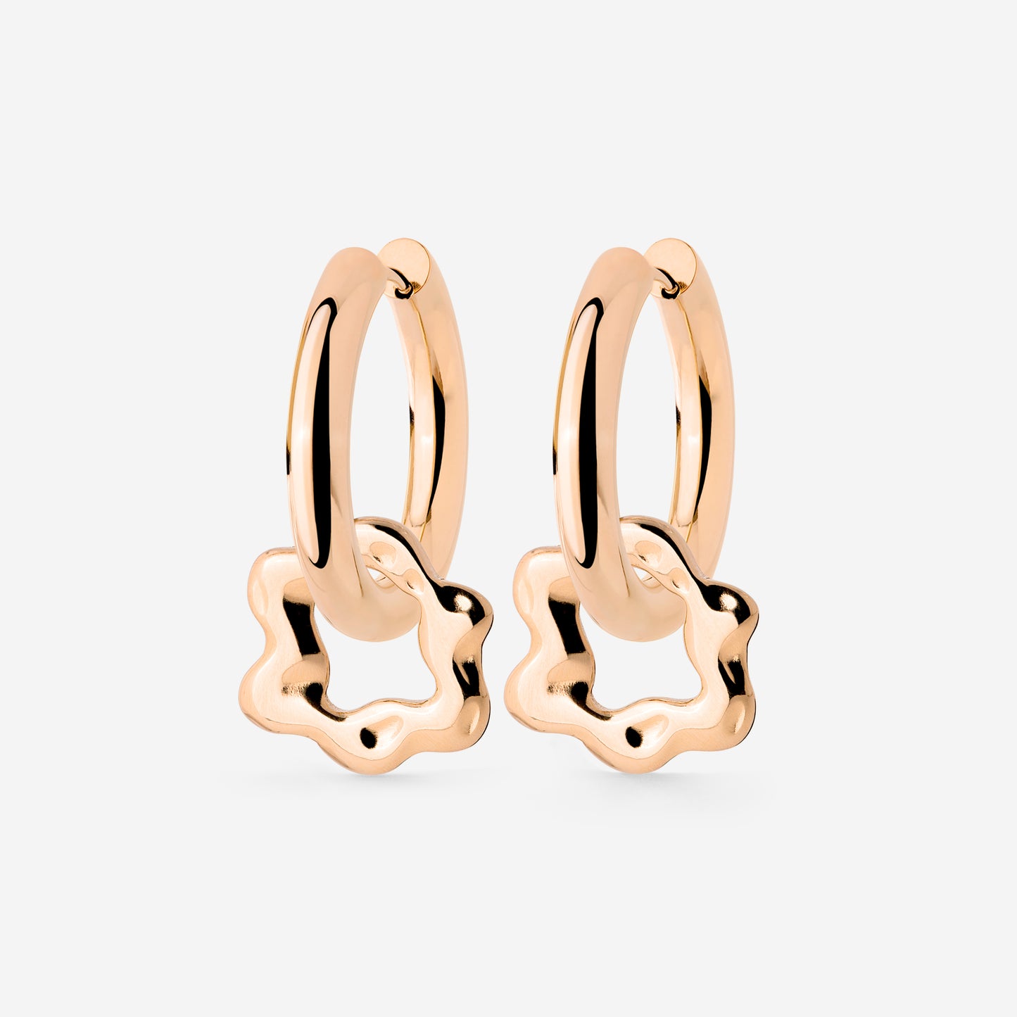 Chunky Melting Donut Hoop Set Medium Rose Gold